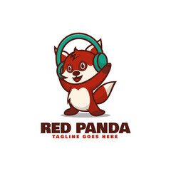 Vector Logo Illustration Red Panda Mascot Cartoon Style.