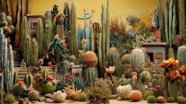 Cacti and place decorations Generative AI