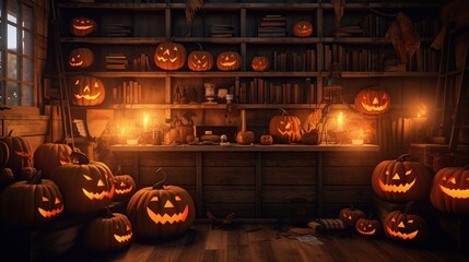 Scary halloween decoration background Generative AI