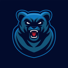 Bear head mascot with blue color ready to add text