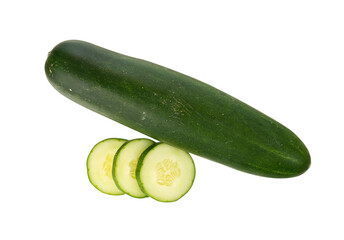 Whole and slice cucumber isolated