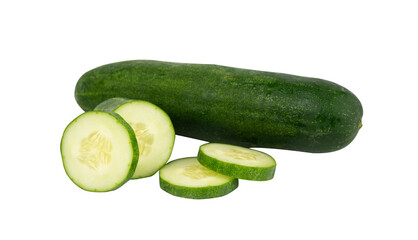 slice of cucumber isolated. Fresh green vegetable food