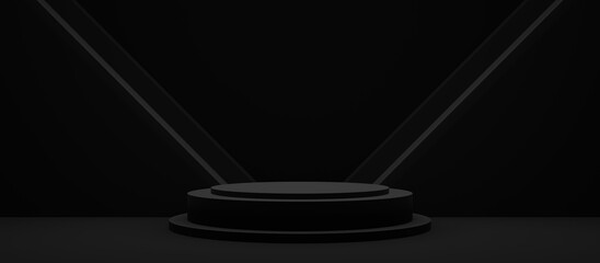 3D render black podium. Product mock up.