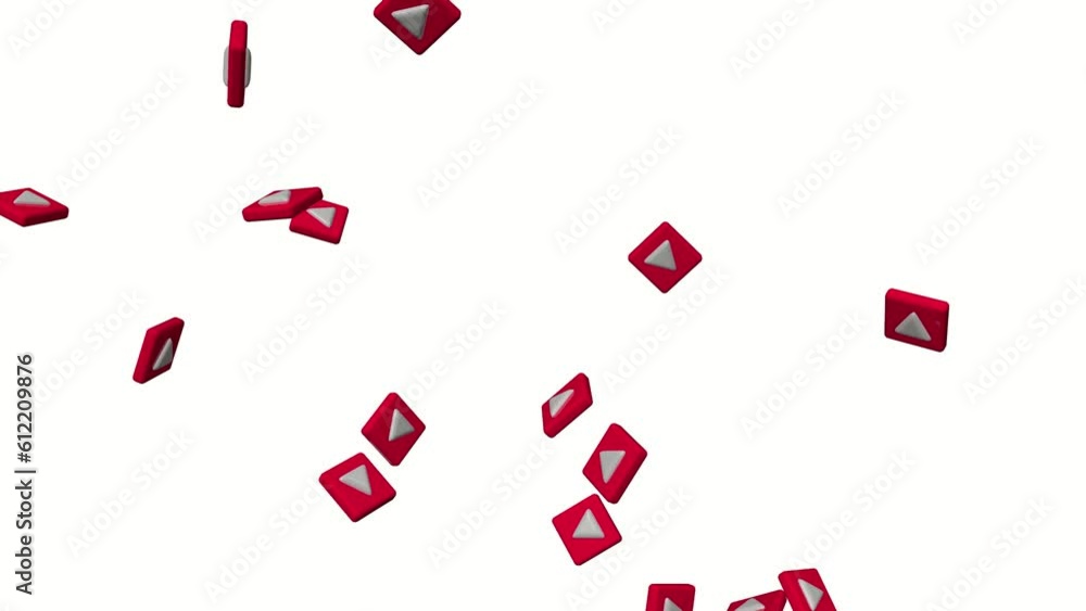 Poster video content icons flying randomly on a white background. background with player icons.