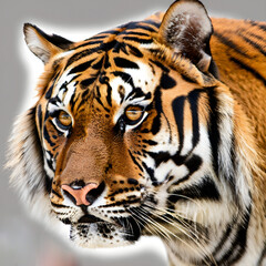 Close-up of tiger white background. Generative AI