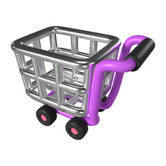 Empty Shopping Cart 3D Illustration Icon