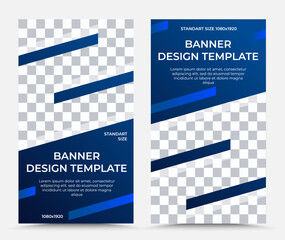 Vector banner templates design in the form of parallelograms and wide stripes in blue with white text