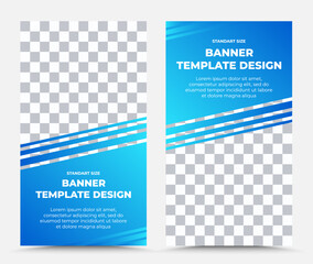 Design of vector banner templates in blue with parallelogram and wide stripes 
