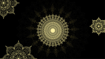 Luxury golden mandala label background.