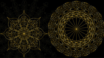 Luxury golden mandala label background.