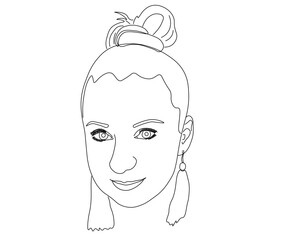 Line drawing, female face, fashion, hair salon, spa,beauty. one line. vector portrait illustration.