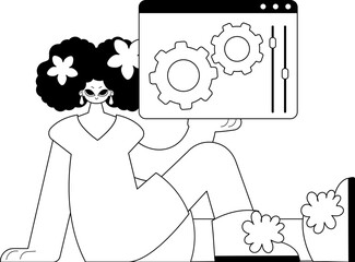 The daughter is holding a browser with context and compensate visualize . subscribe subject . bootleg and ashen call class artwork. Trendy style, Vector Illustration