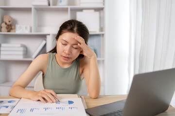 Young woman stressed or worried about doing a wrong job, Despair or disappointment, Sad feeling,...