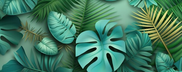 Obraz na płótnie Canvas Summer plant paper cut background Generative AI