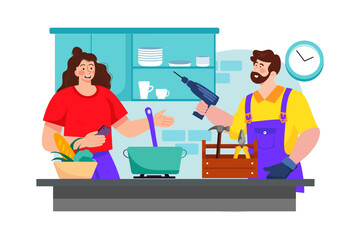 Homeowner hires contractor for kitchen renovation.