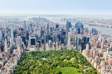 New York City skyline skyscraper of Manhattan real estate with Central Park aerial view in the United States