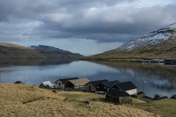 Beautiful landscape nature scenery of Faroe Islands, Denmark in Atlantic Ocean for serenity, quiet...