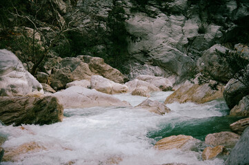 turbulent stream of a mountain river