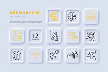 Artificial Intelligence. A field of computer science that focuses on creating intelligent machines capable of simulating human intelligence. Neomorphism. Vector line icon for Business