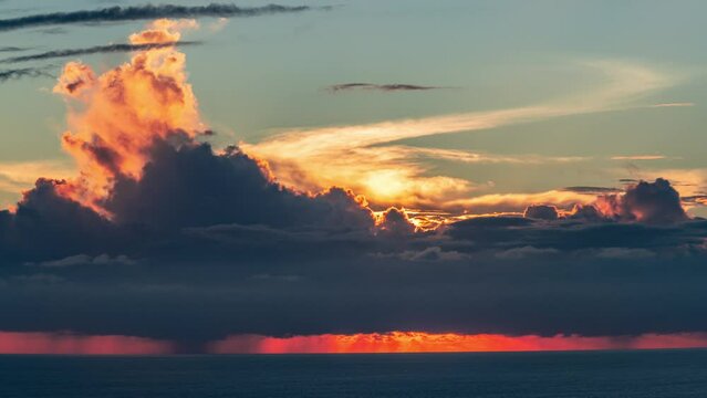 Time Lapse - Beautiful sunset clouds above Pacific Ocean