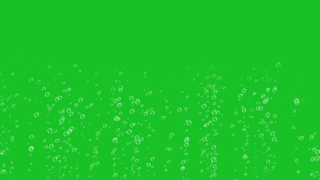 Raising soap bubbles on green screen background motion graphic effects.