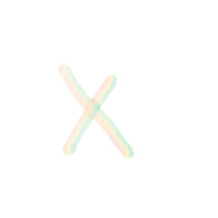The English alphabet x is written in beautiful colors.