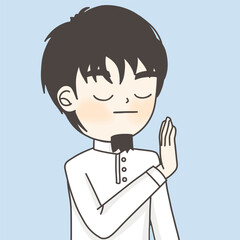 beard man show enough sign, muslim man enough sign , guy raising hand