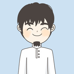 beard man smiles , muslim man is smiling , guy with happy face