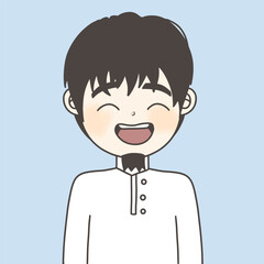 beard man is happy , muslim man is laughing, guy is laughing