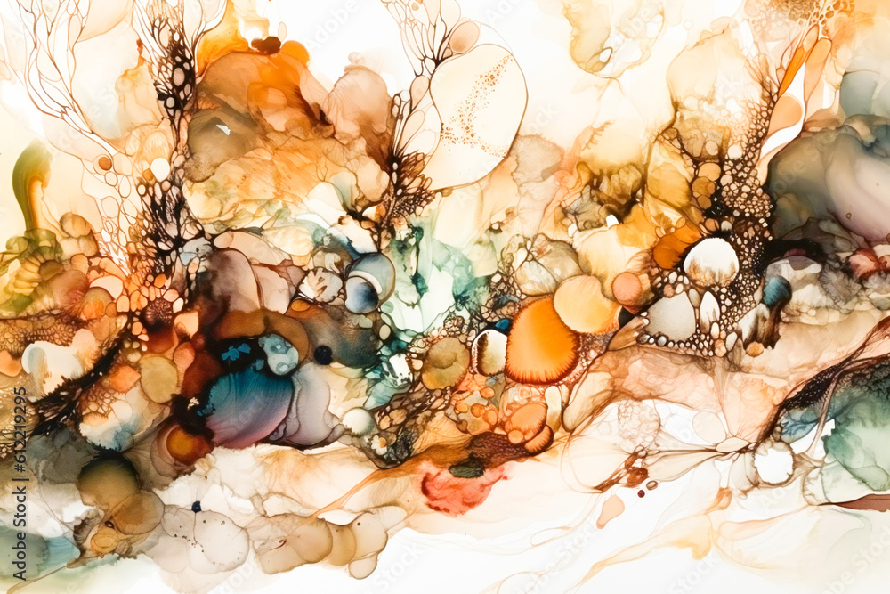 Poster abstract decorative water color or acrylic diffusion. created with generative ai technology.