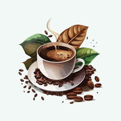 vector cute coffee cartoon style
