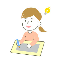 girl, flash, come to mind, idea, study, school, class, simple, simple substance, human, child, kid, illustration, vector