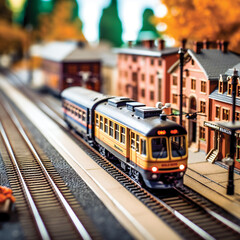 Obraz premium Miniature Train And Station. Created with Generative AI technology.