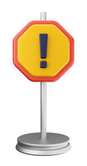 3d caution warning danger alert sing icon illustration render