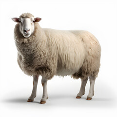 Sheep isolated on white background. Generative AI.