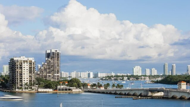 Miami, Florida, USA downtown skyline on Biscayne Bay