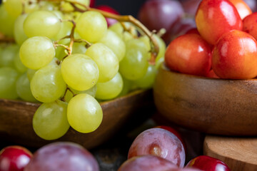Large ripe grapes on the table