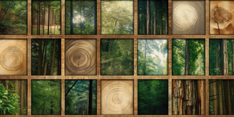 A Beautiful Collage in the Wood Parcet Style Background - Wood Collage Wallpaper created with Generative AI Technology