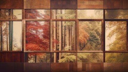 A Beautiful Collage in the Wood Parcet Style Background - Wood Collage Wallpaper created with Generative AI Technology
