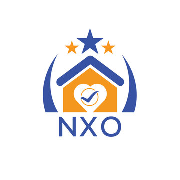 NXO House logo Letter logo and star icon. Blue vector image on white background. KJG house Monogram home logo picture design and best business icon. 
