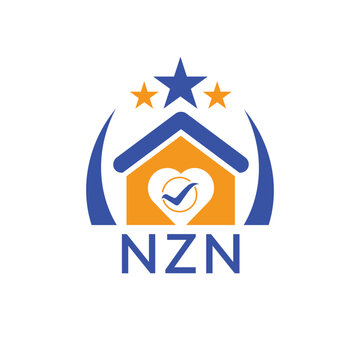 NZN House logo Letter logo and star icon. Blue vector image on white background. KJG house Monogram home logo picture design and best business icon. 
