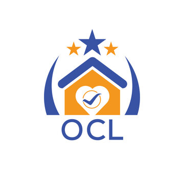 OCL House logo Letter logo and star icon. Blue vector image on white background. KJG house Monogram home logo picture design and best business icon. 
