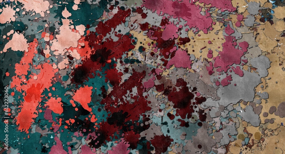 Poster abstract texture psychedelic fractal of chaotic figures of various shapes and sizes