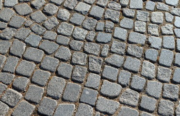 part of the road made of concrete tiles