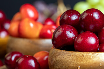 Sweet fresh cherries with other products