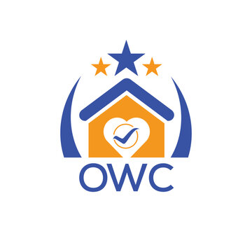 OWC House logo Letter logo and star icon. Blue vector image on white background. KJG house Monogram home logo picture design and best business icon. 
