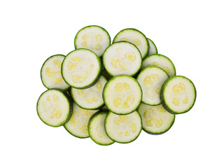 Slices of zucchini isolated on transparent background. PNG
