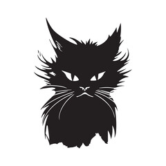 Angry cat silhouette with vector illustration