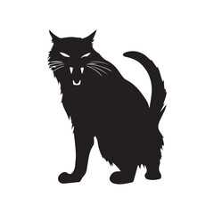 Angry cat silhouette with vector illustration