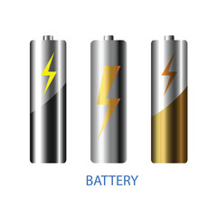 Alkaline batteries AA-size batteries isolated on white background. Vector illustration.